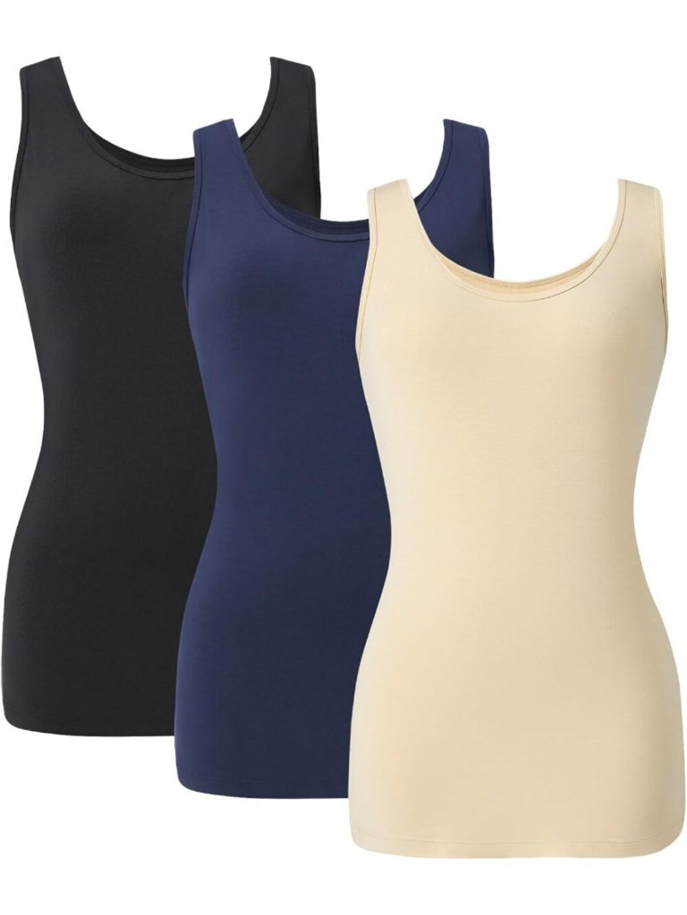 Silky Soft MicroModal Cami Tank Tops for Women - 3 Pack Undershirts, Comfortable